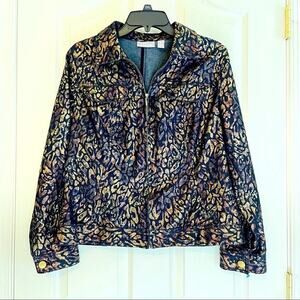 Chico’s Zippered Metallic‎ Jean Jacket Medium